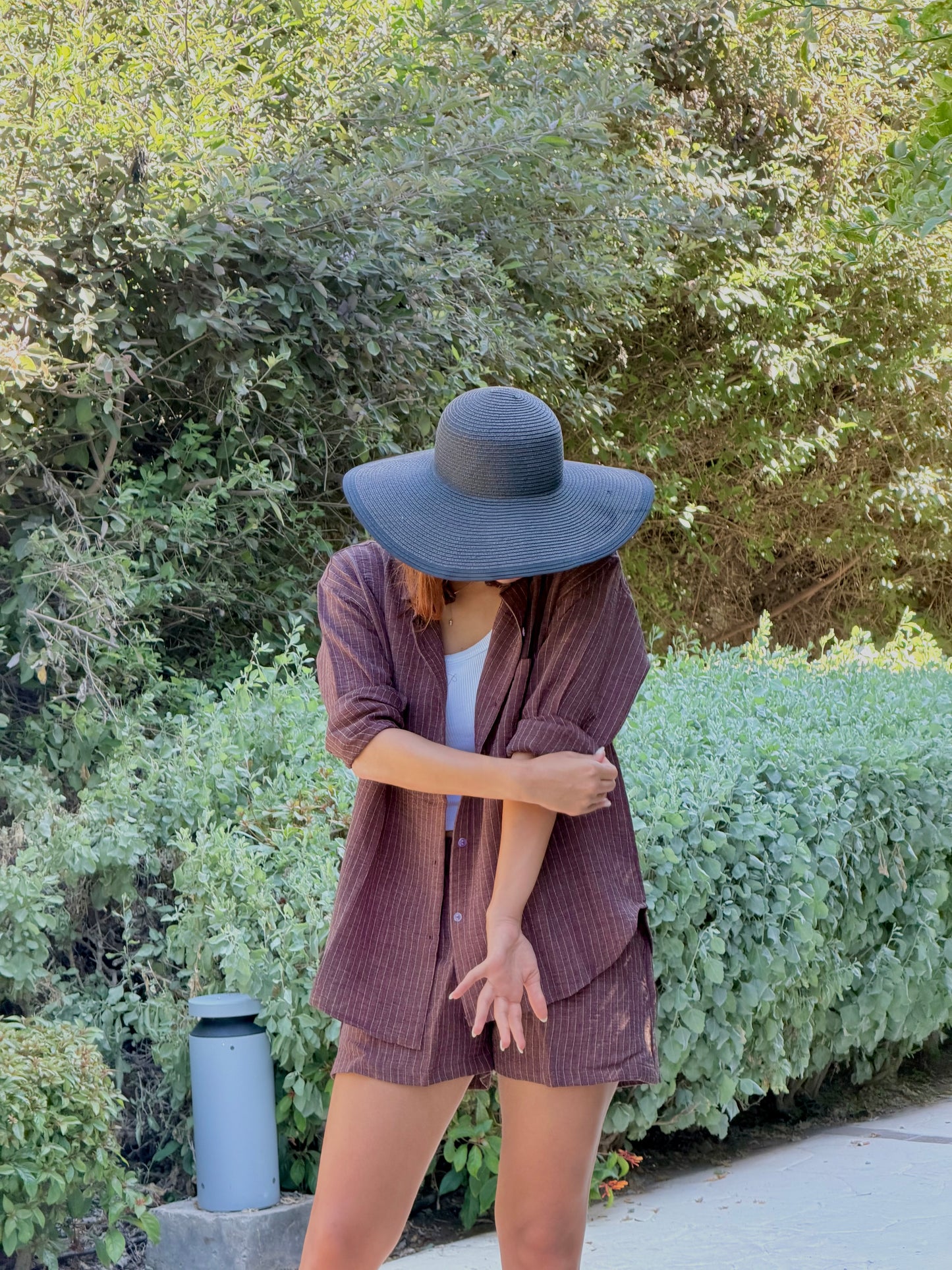 Brown linen shorts